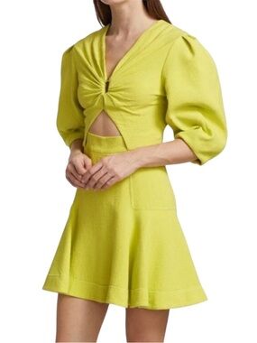 JONATHAN SIMKHAI Women’s Lime Twist-Front Cutout Mini Dress